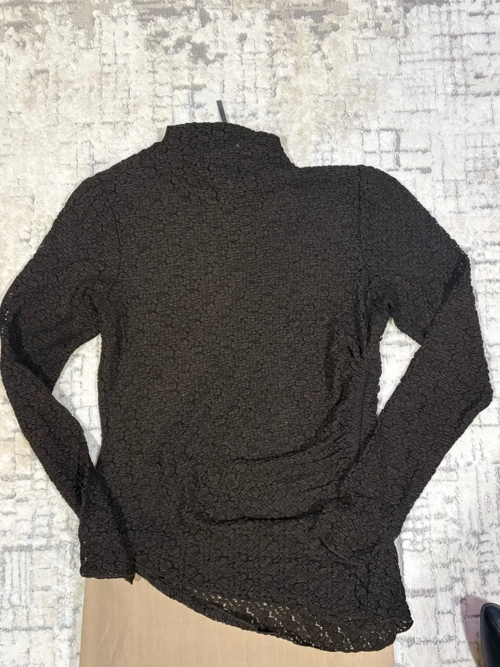 Anthropologie Smocked Lace Long-Sleeve Top